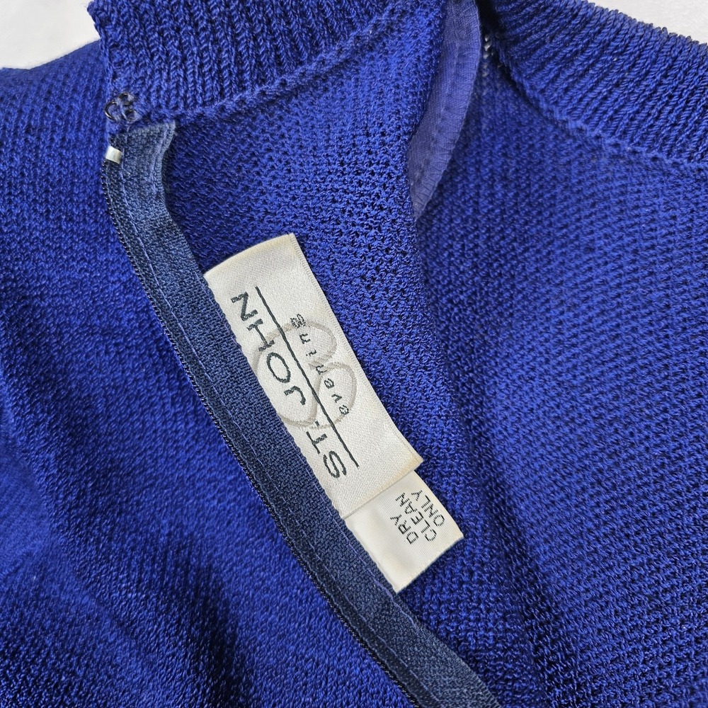 St. John Evening Sheath Dress Womens 8 Knit Mock Neck Sequin Long Sleeve USA - Picture 12 of 16